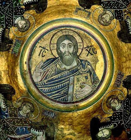 Mosaics at the Saint Sophia Cathedral in Kyiv: Christ Pantocrator.